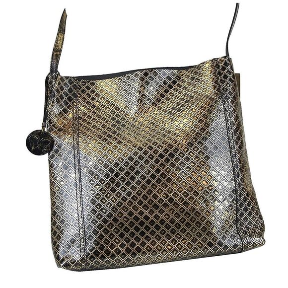 Bottega Veneta Gold / Black Leather Medium Intrecciomirage Messenger Bag - Picture 3 of 5